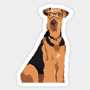 Hipster Black and Brown Airedale Terrier Dog T-Shirt for Dog Lovers Sticker